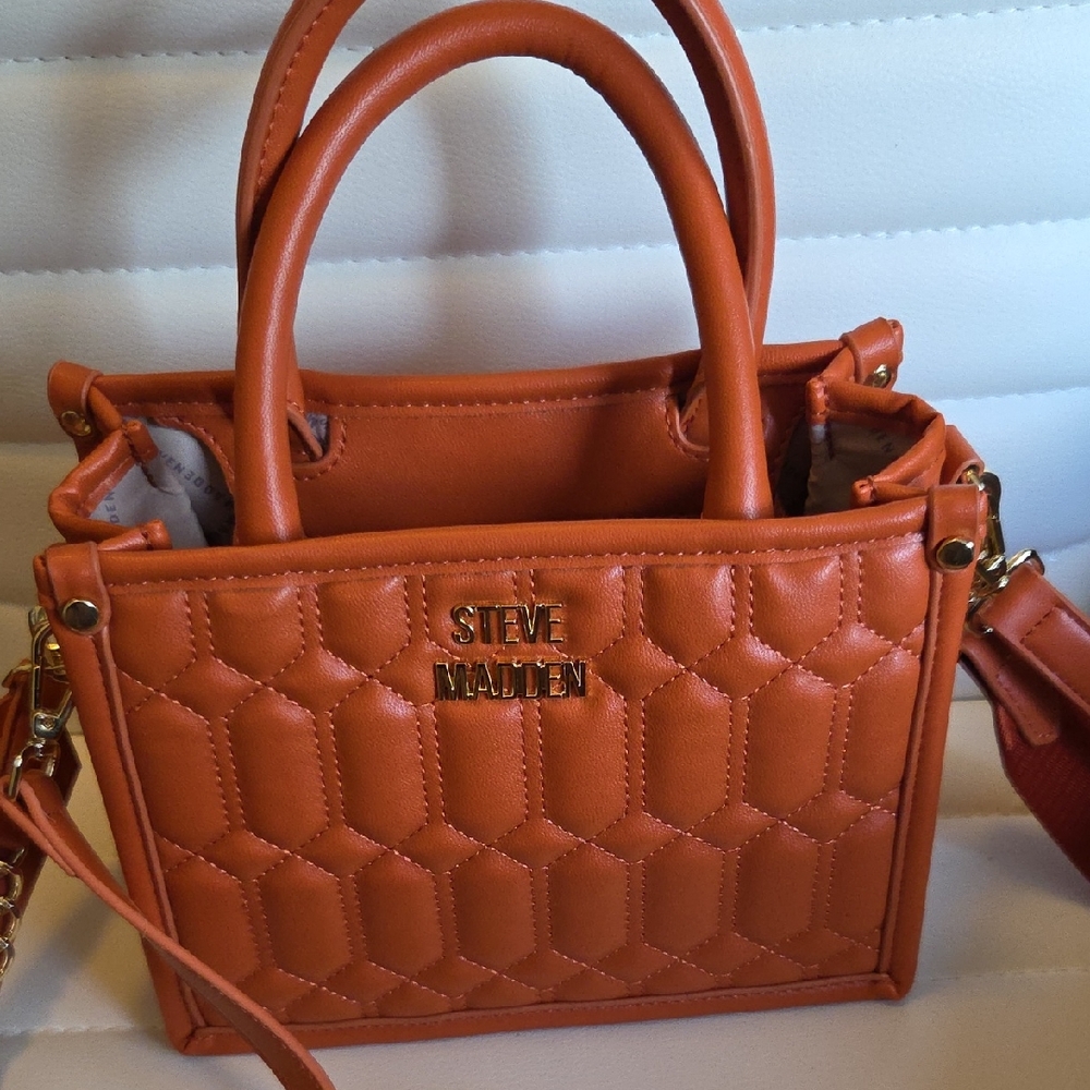Steve Madden Mini Quilted Orange Satchel